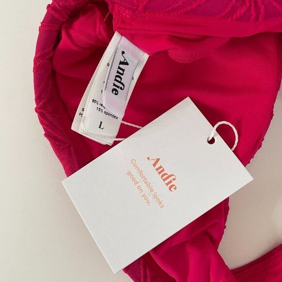 Andie The Molokai Swim Bikini Top Womens L Pink Lava Floral Stretch Swimwear - Picture 8 of 11